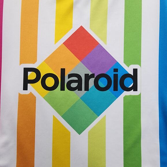 Polaroid Swimsuit Size M Multicolor Rainbow Striped Logo High Cut One Piece - Picture 2 of 11